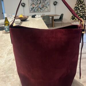NWT The Essential Suade Bucket Tote - Maroon/Burgundy